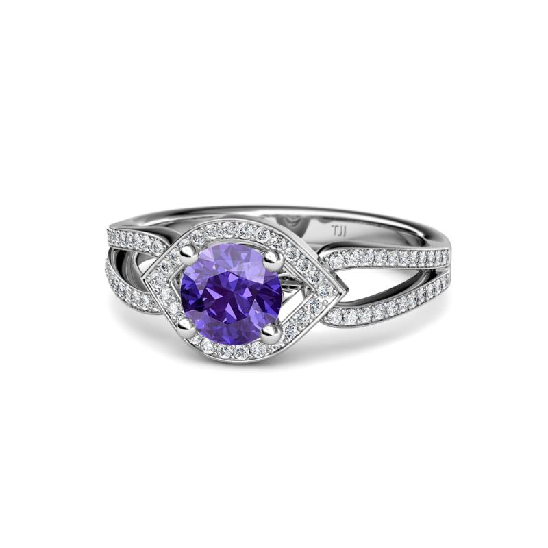 Liora Signature Iolite and Diamond Eye Halo Engagement Ring 