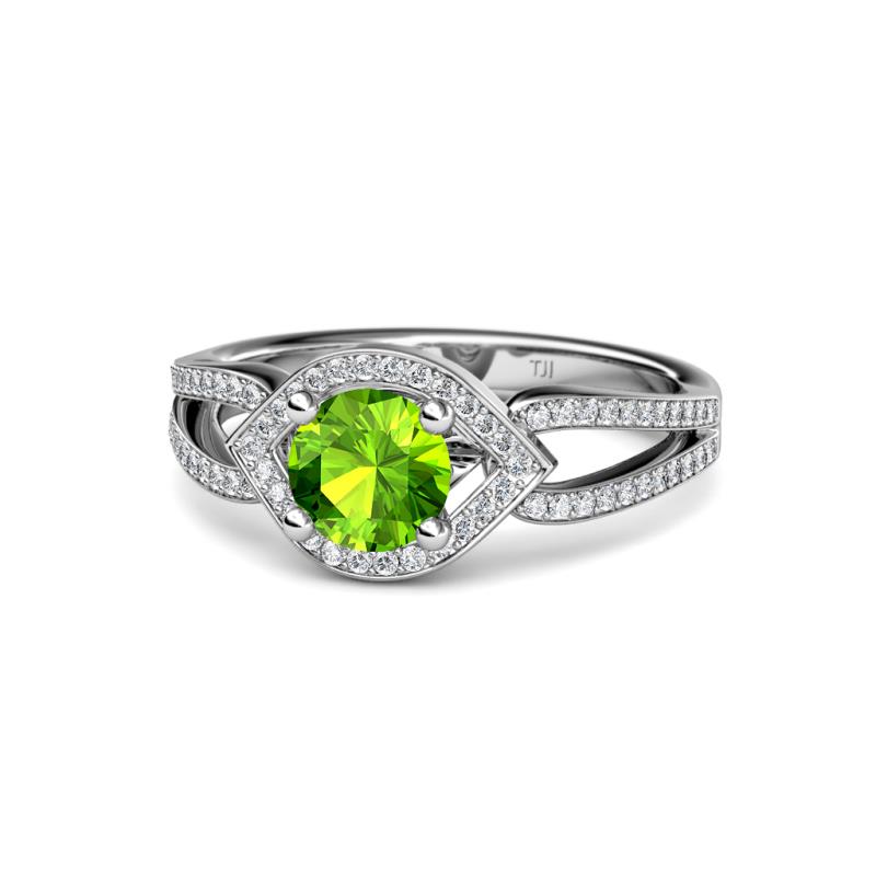 Liora Signature Peridot and Diamond Eye Halo Engagement Ring 