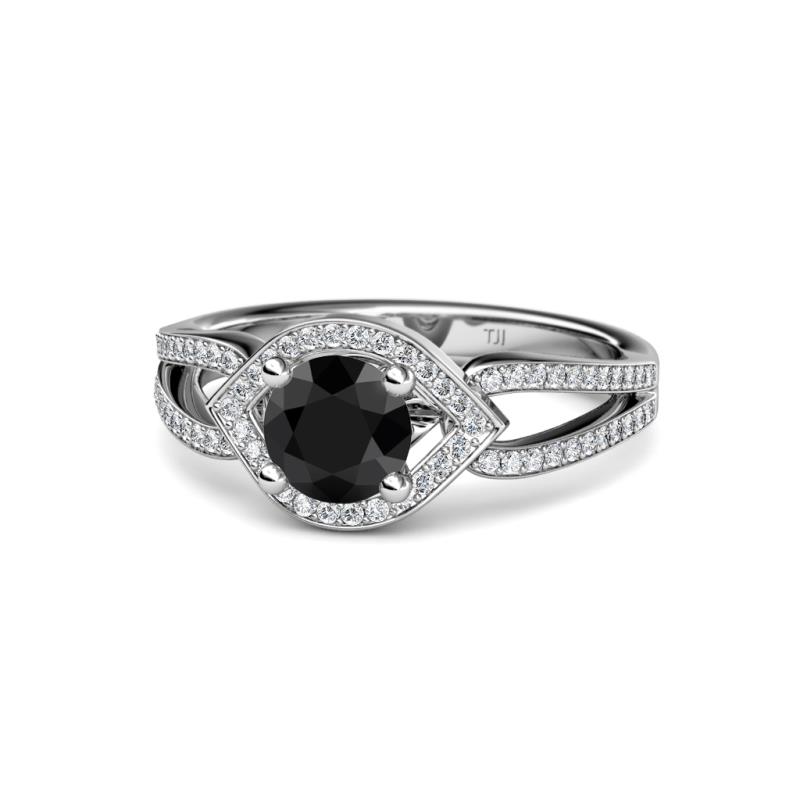 Liora Signature Black and White Diamond Eye Halo Engagement Ring 