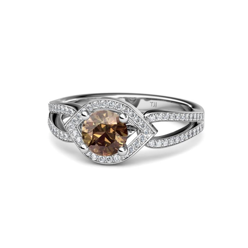 Liora Signature Smoky Quartz and Diamond Eye Halo Engagement Ring 