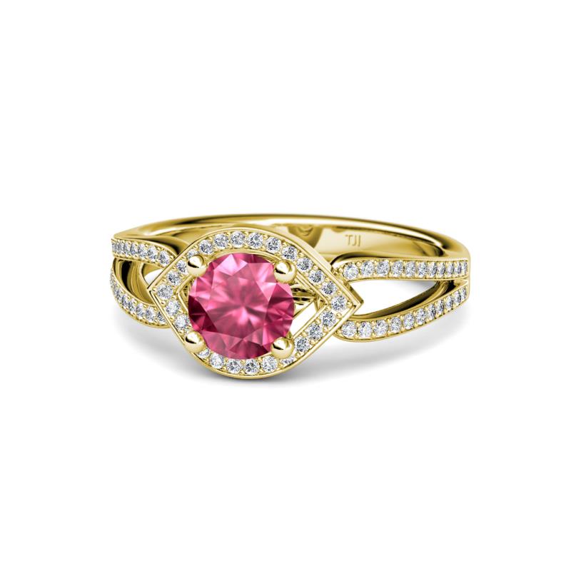 Liora Signature Pink Tourmaline and Diamond Eye Halo Engagement Ring 