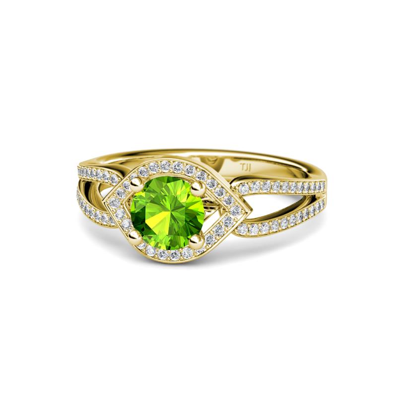Liora Signature Peridot and Diamond Eye Halo Engagement Ring 