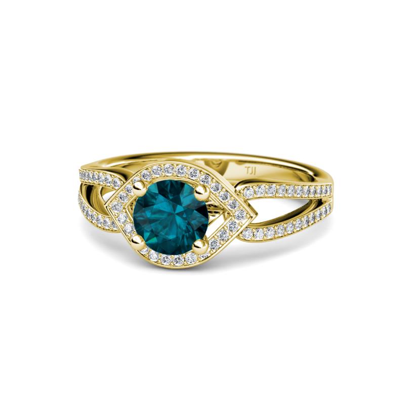 Liora Signature London Blue Topaz and Diamond Eye Halo Engagement Ring 
