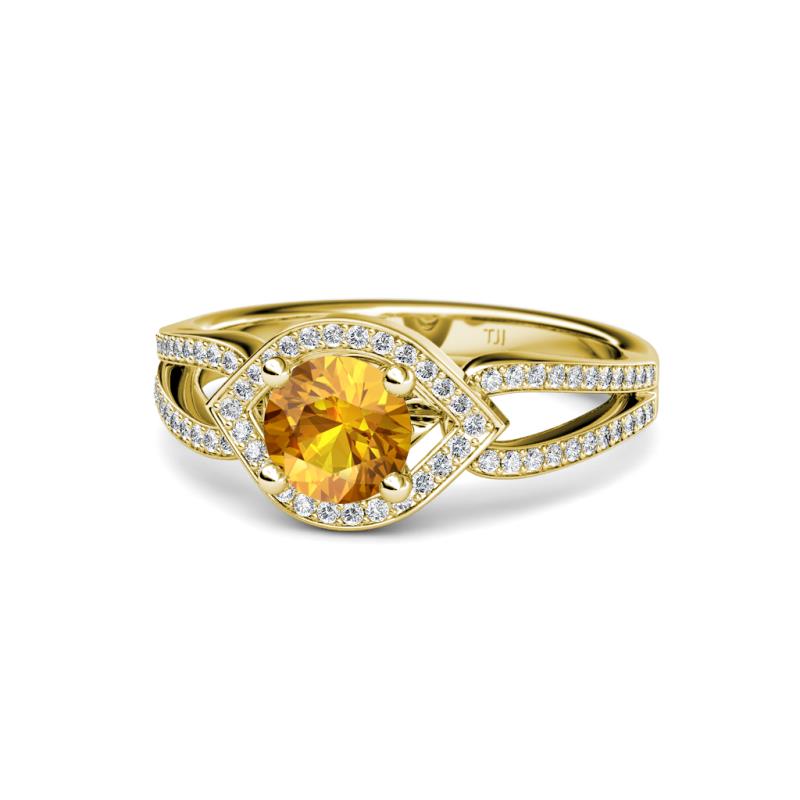 Liora Signature Citrine and Diamond Eye Halo Engagement Ring 