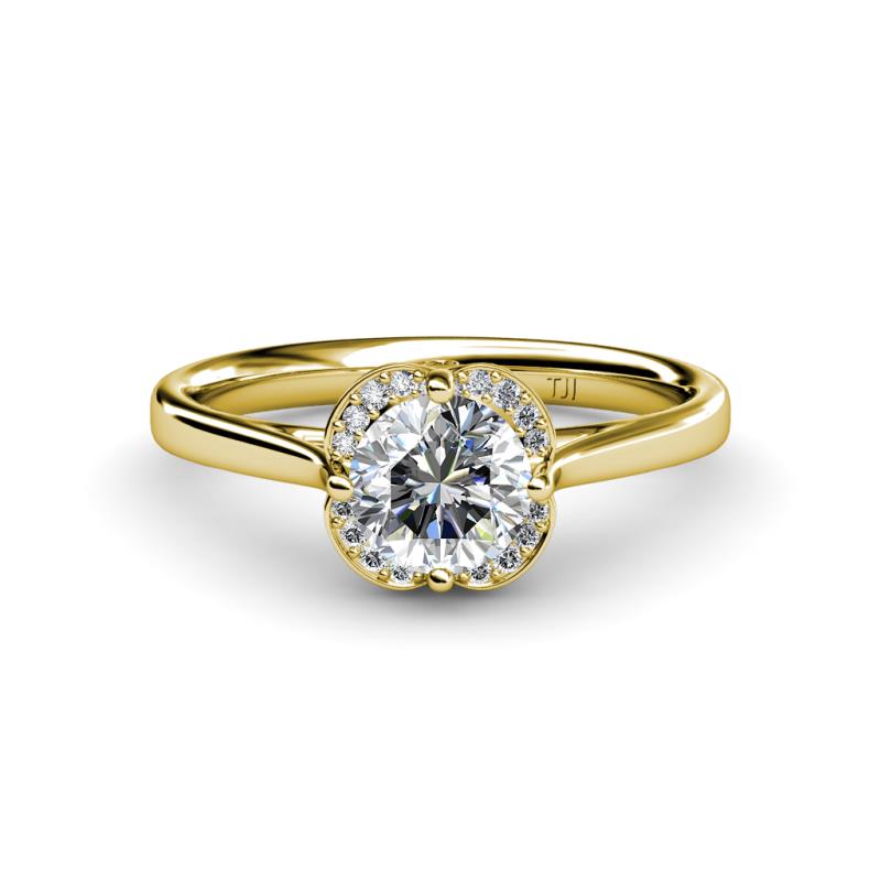 Myrna Round Diamond and Diamond Halo Engagement Ring 