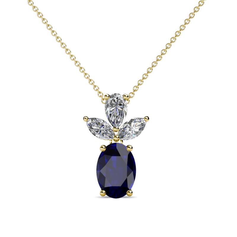 Rayen Blue Sapphire and Diamond Slider Pendant 