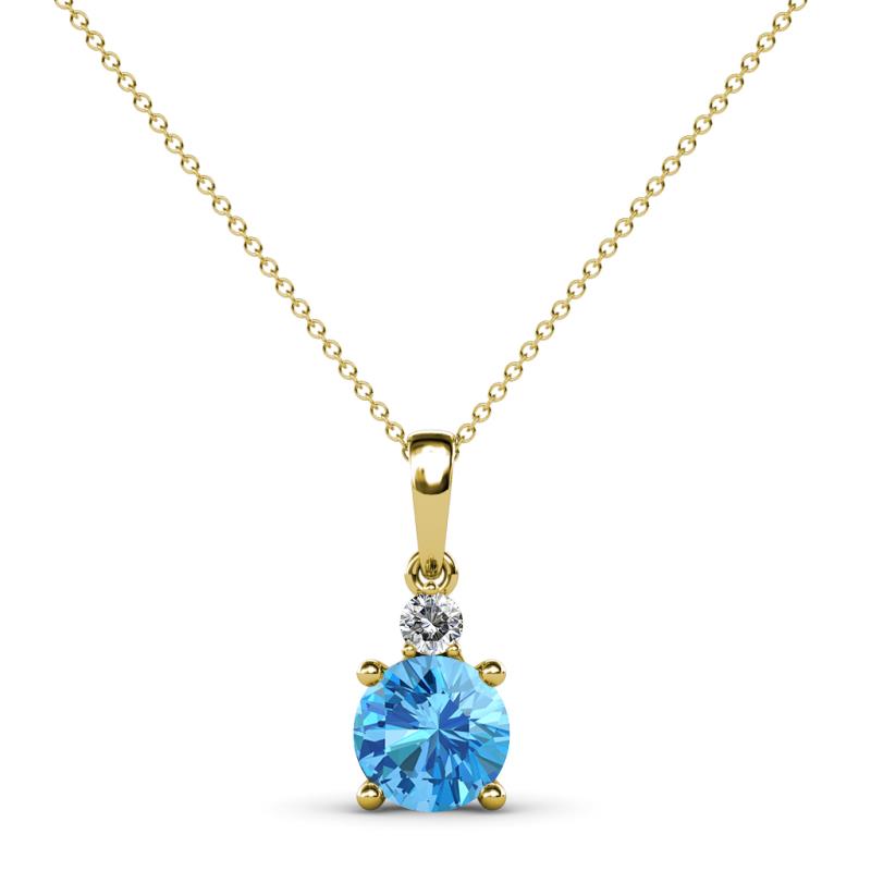 Reyne Blue Topaz and Diamond Two Stone Pendant 