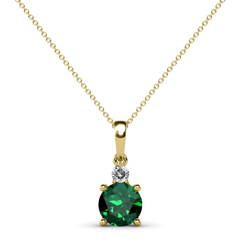Reyne Emerald and Diamond Two Stone Pendant 