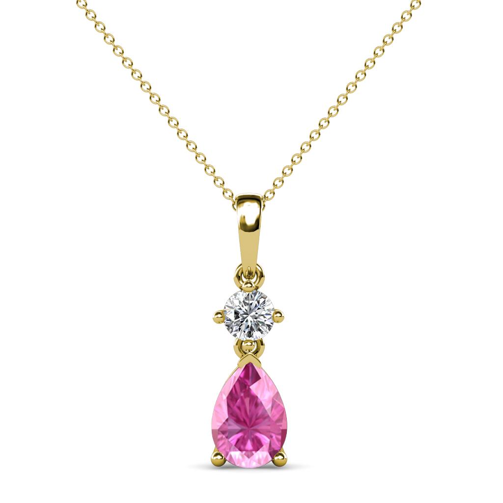 Zaila Pear Cut Pink Sapphire and Diamond Two Stone Pendant 