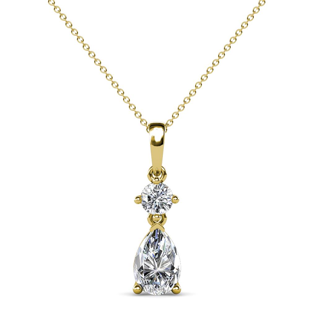 Zaila Pear Cut Diamond Two Stone Pendant 