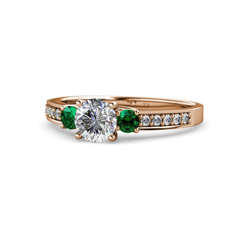 Dzeni Diamond and Emerald Three Stone Engagement Ring 