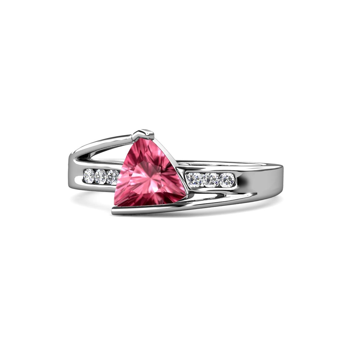 Medora (7mm) Trillion Pink Tourmaline and Diamond Engagement Ring 