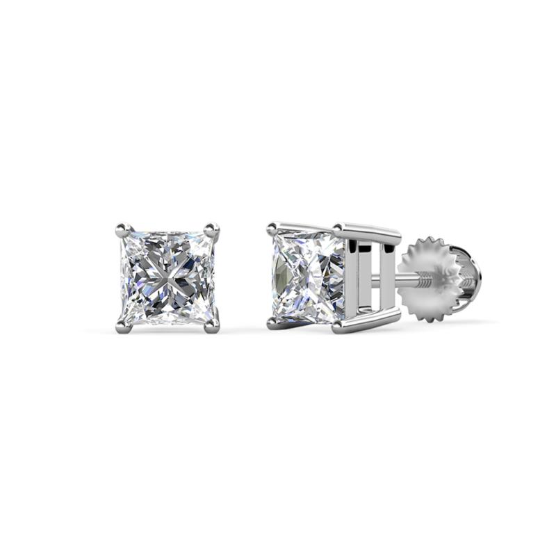 Zoey Princess Cut Diamond  1 1/2 ctw (SI2/HI) Four Prongs Solitaire Stud Earrings 