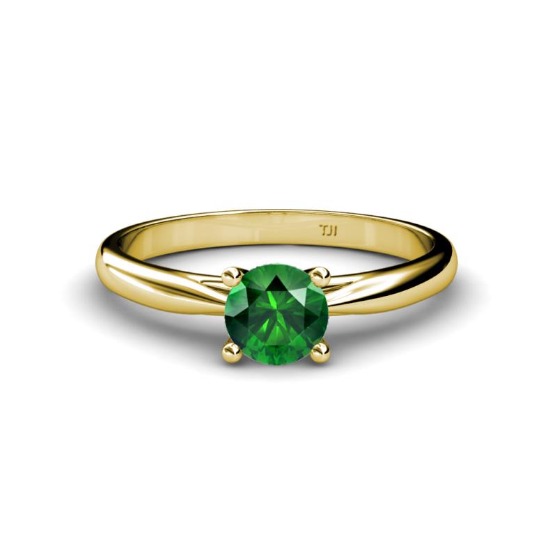 Celine 6.00 mm Round Emerald Solitaire Engagement Ring 
