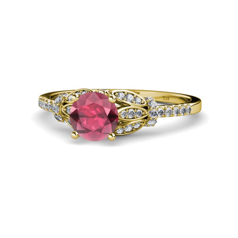 Katelle Desire Rhodolite Garnet and Diamond Engagement Ring 