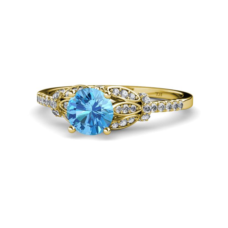 Katelle Desire Blue Topaz and Diamond Engagement Ring 