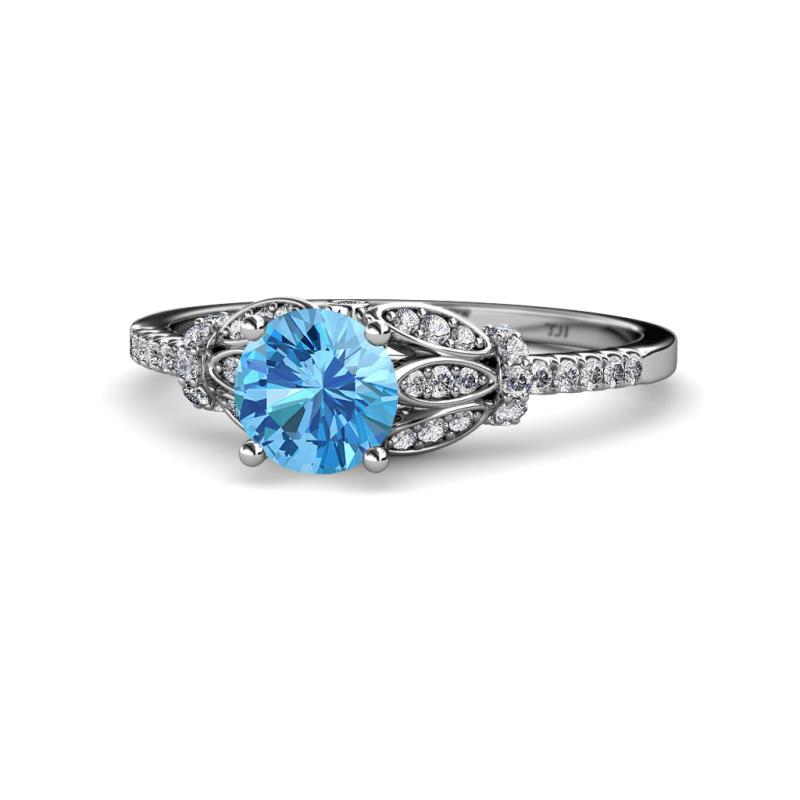 Katelle Desire Blue Topaz and Diamond Engagement Ring 