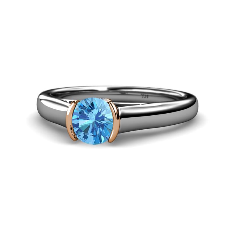Ellie Desire Blue Topaz and Diamond Engagement Ring 