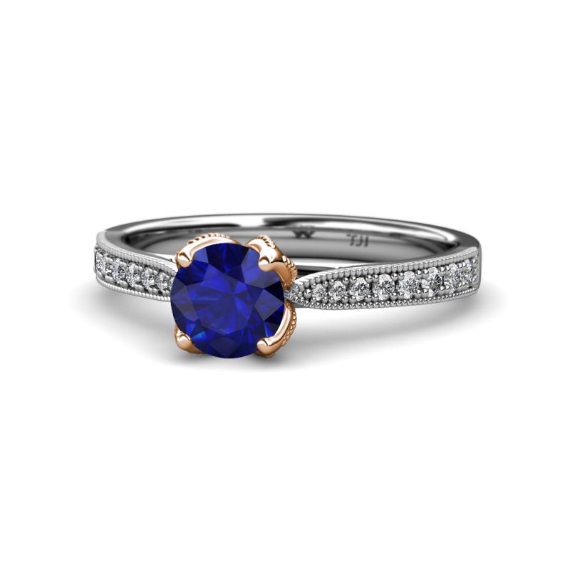 Aziel Desire Blue Sapphire and Diamond Solitaire Plus Engagement Ring 