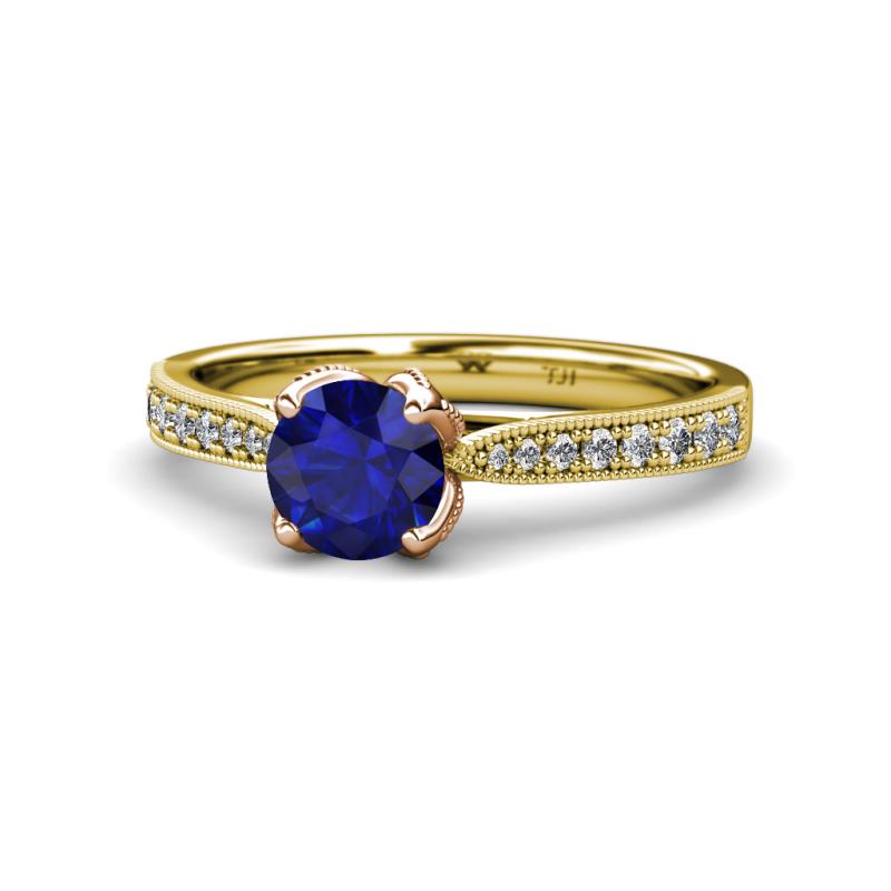 Aziel Desire Blue Sapphire and Diamond Solitaire Plus Engagement Ring 