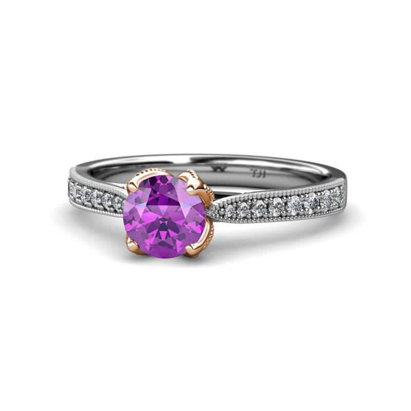 Aziel Desire Amethyst and Diamond Solitaire Plus Engagement Ring 