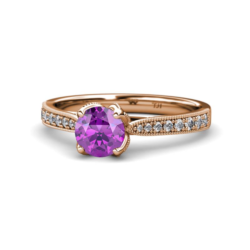 Aziel Desire Amethyst and Diamond Solitaire Plus Engagement Ring 