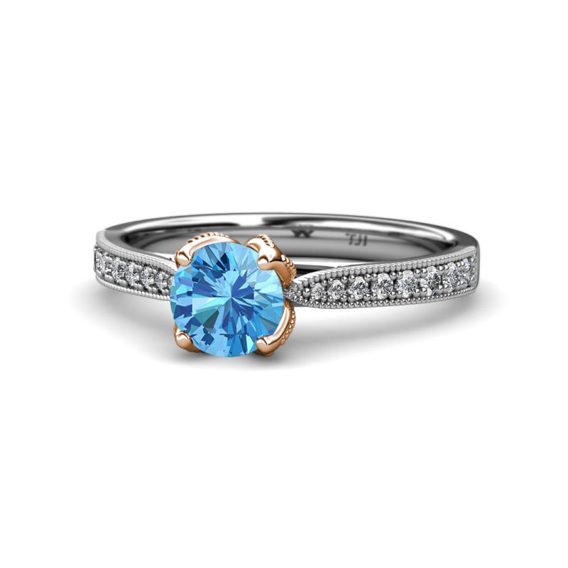 Aziel Desire Blue Topaz and Diamond Solitaire Plus Engagement Ring 