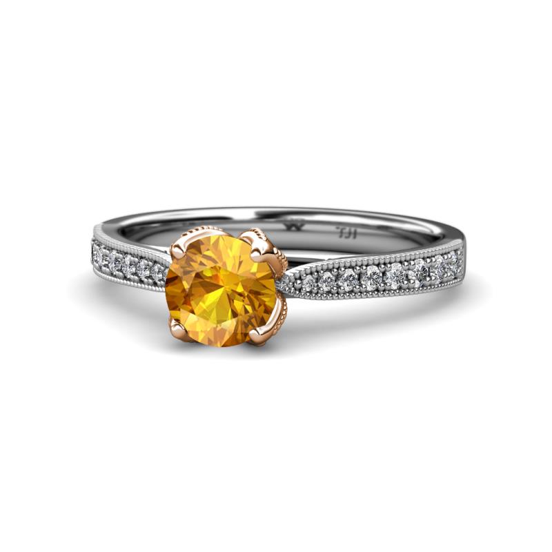 Aziel Desire Citrine and Diamond Solitaire Plus Engagement Ring 