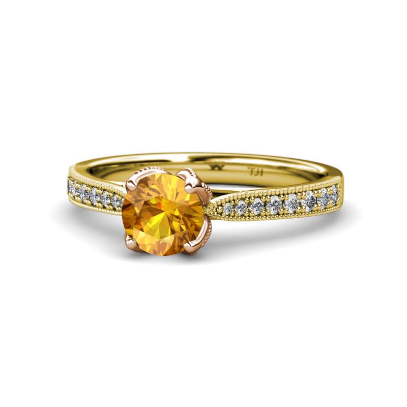 Aziel Desire Citrine and Diamond Solitaire Plus Engagement Ring 