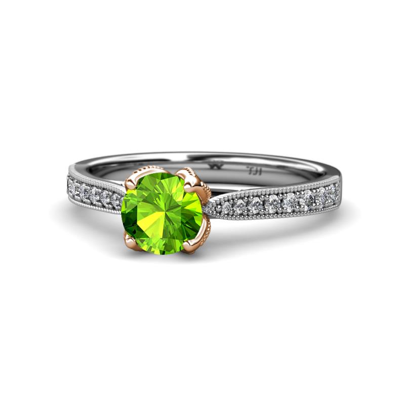 Aziel Desire Peridot and Diamond Solitaire Plus Engagement Ring 