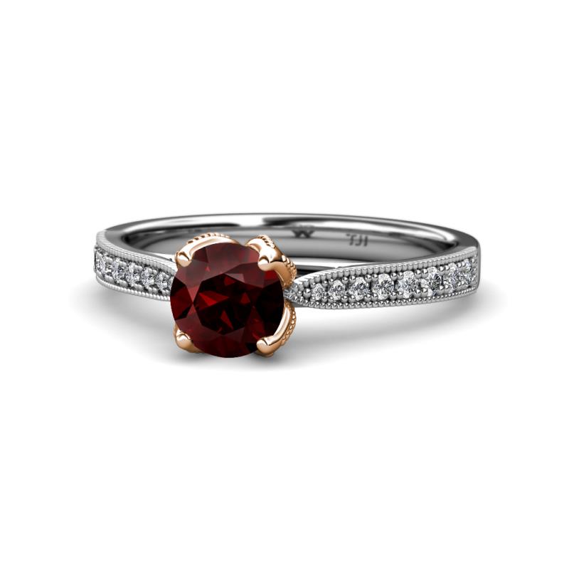 Aziel Desire Red Garnet and Diamond Solitaire Plus Engagement Ring 