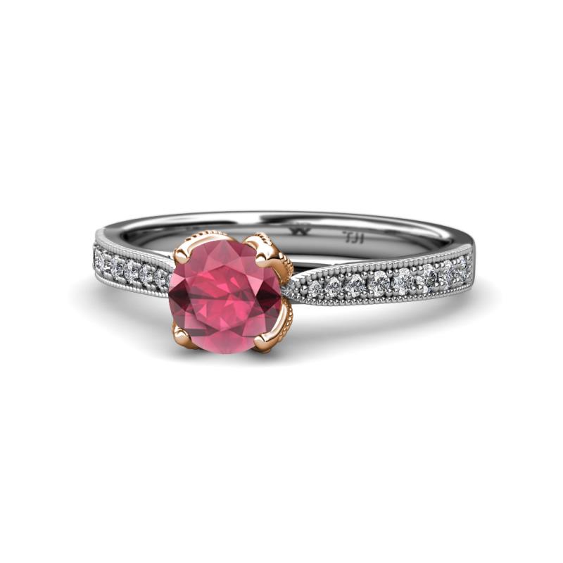 Aziel Desire Rhodolite Garnet and Diamond Solitaire Plus Engagement Ring 