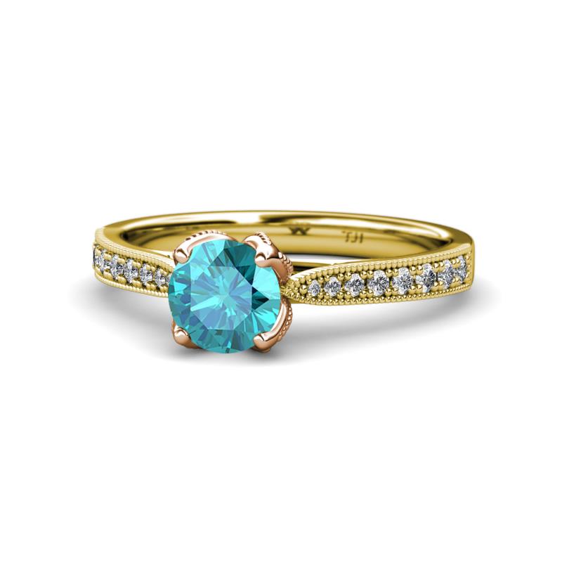 Aziel Desire London Blue Topaz and Diamond Solitaire Plus Engagement Ring 