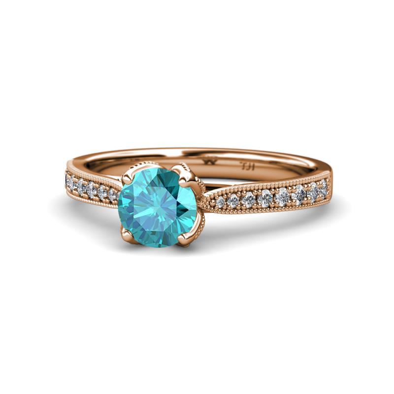 Aziel Desire London Blue Topaz and Diamond Solitaire Plus Engagement Ring 