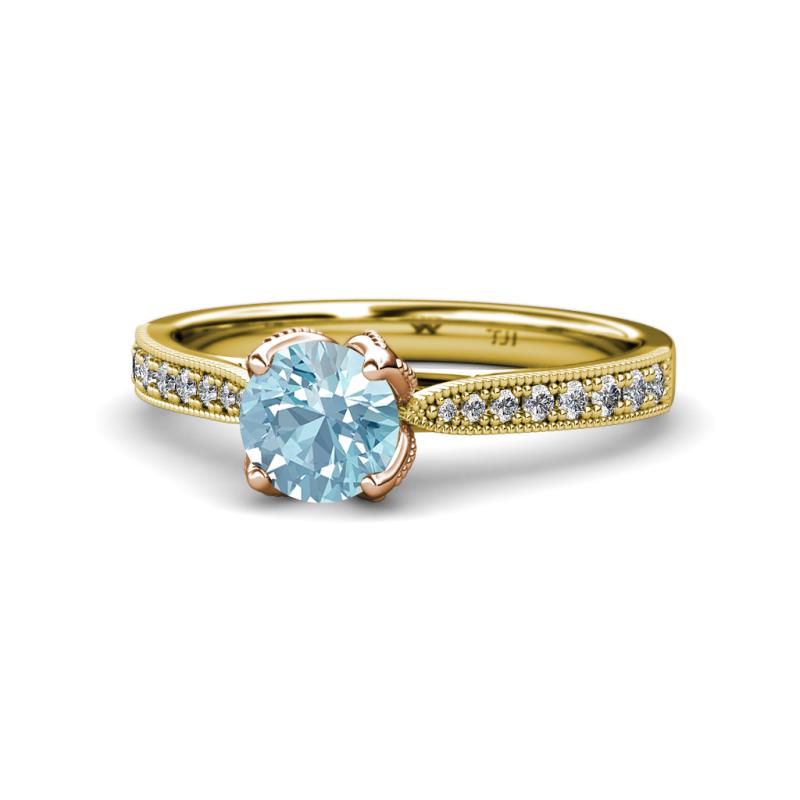 Aziel Desire Aquamarine and Diamond Solitaire Plus Engagement Ring 