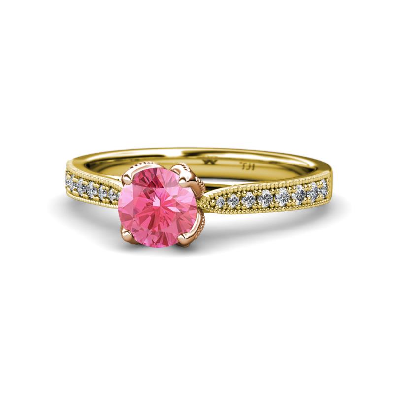 Aziel Desire Pink Tourmaline and Diamond Solitaire Plus Engagement Ring 