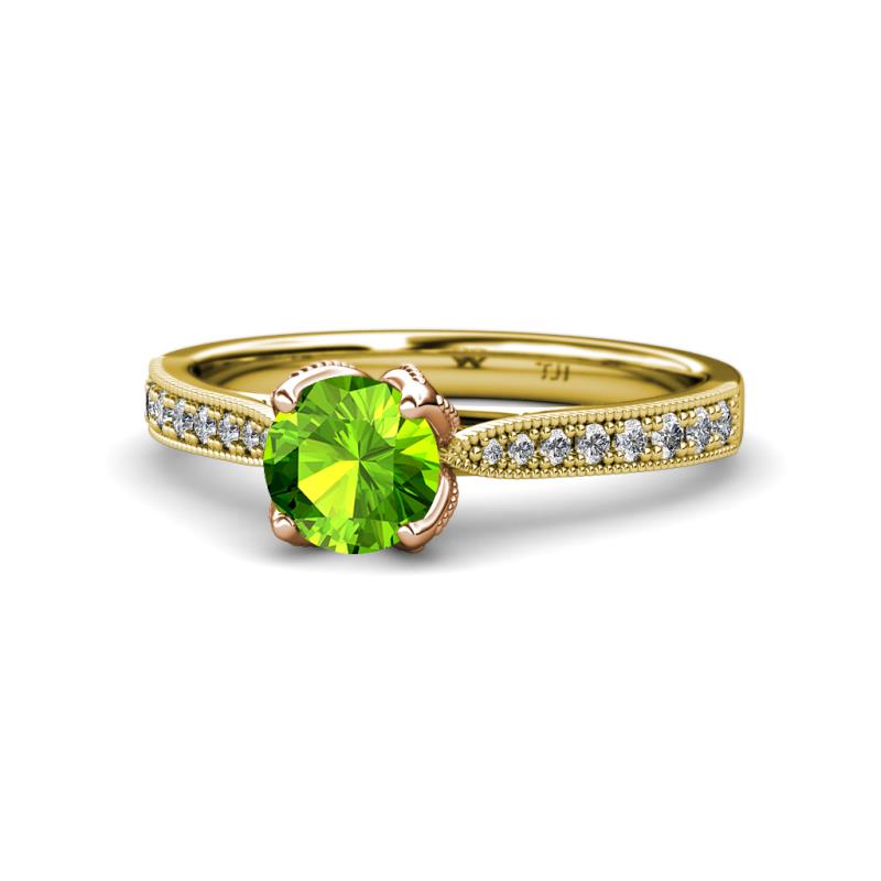 Aziel Desire Peridot and Diamond Solitaire Plus Engagement Ring 