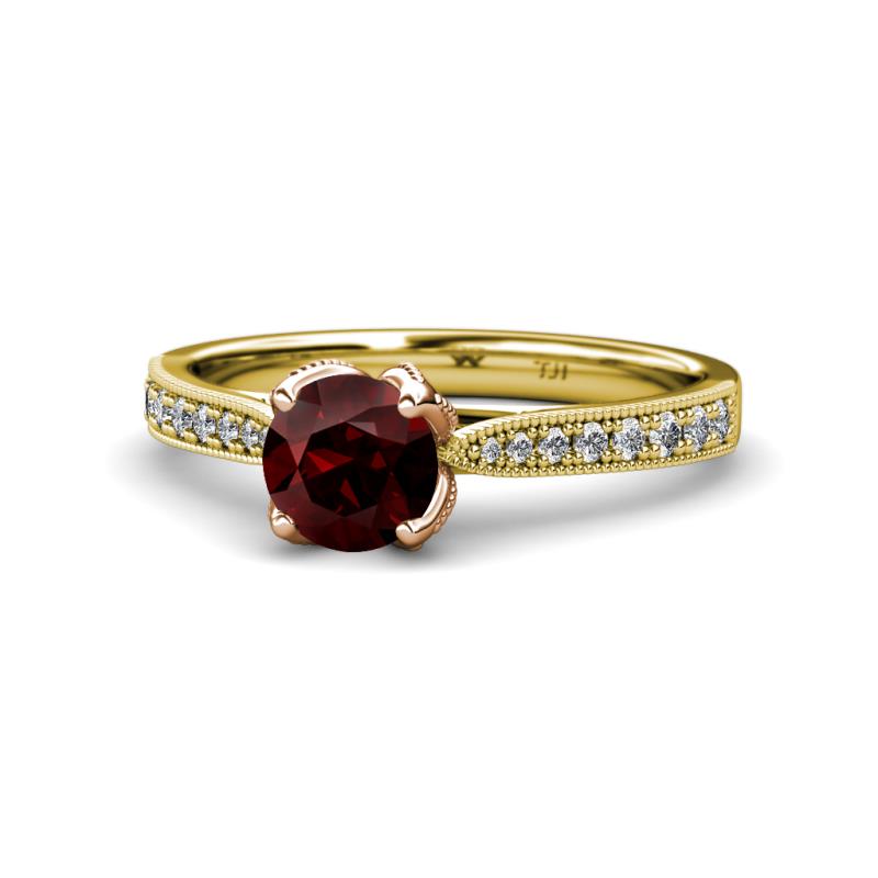 Aziel Desire Red Garnet and Diamond Solitaire Plus Engagement Ring 