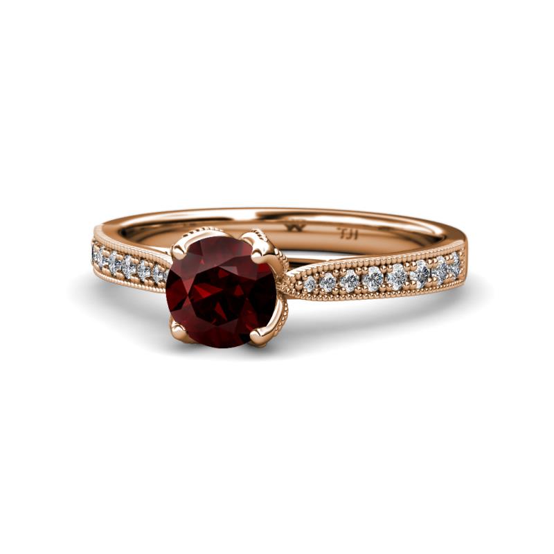 Aziel Desire Red Garnet and Diamond Solitaire Plus Engagement Ring 