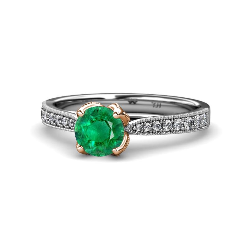 Aziel Desire Emerald and Diamond Solitaire Plus Engagement Ring 