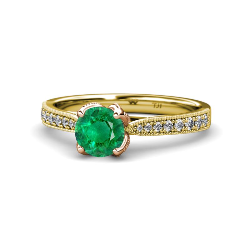 Aziel Desire Emerald and Diamond Solitaire Plus Engagement Ring 