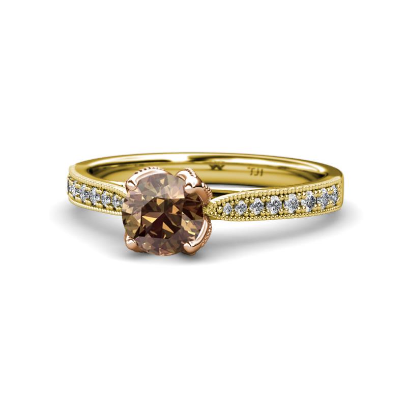 Aziel Desire Smoky Quartz and Diamond Solitaire Plus Engagement Ring 