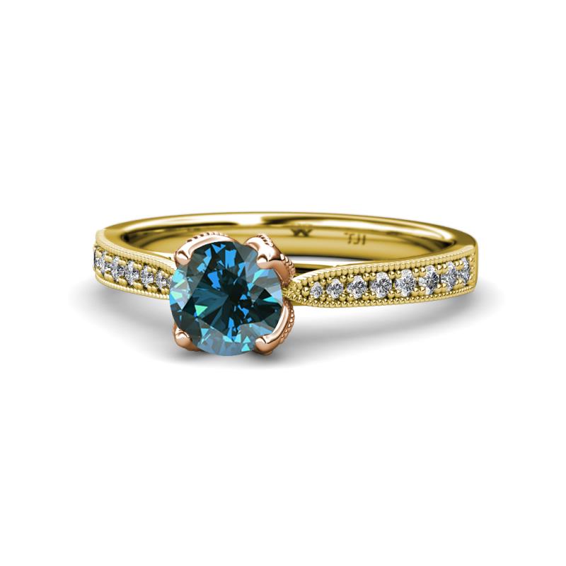 Aziel Desire Blue and White Diamond Solitaire Plus Engagement Ring 