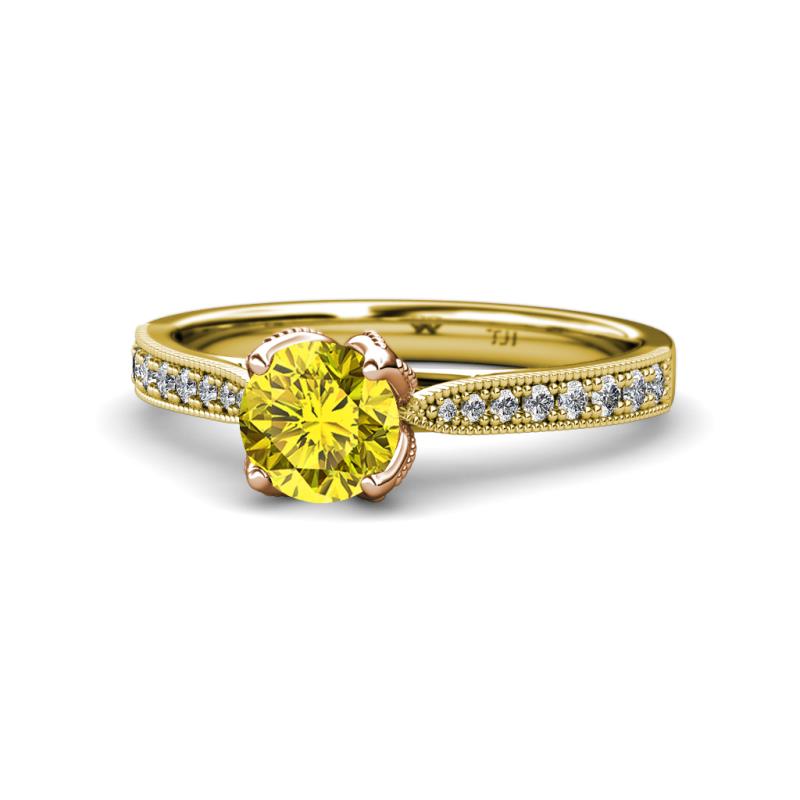 Aziel Desire Yellow and White Diamond Solitaire Plus Engagement Ring 