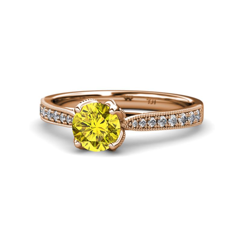 Aziel Desire Yellow and White Diamond Solitaire Plus Engagement Ring 
