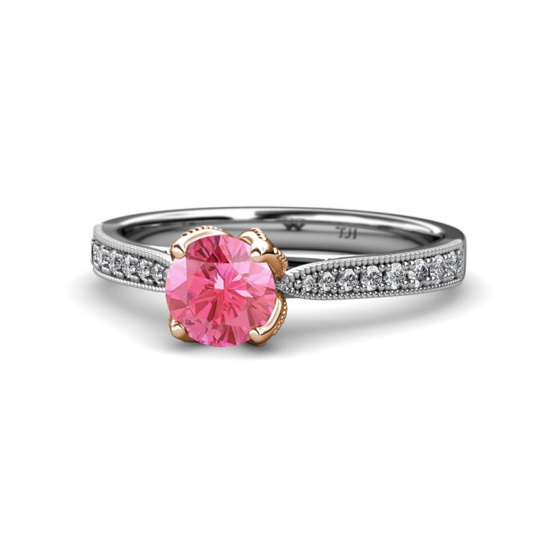 Aziel Desire Pink Tourmaline and Diamond Solitaire Plus Engagement Ring 