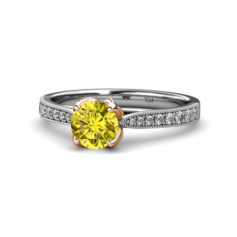 Aziel Desire Yellow and White Diamond Solitaire Plus Engagement Ring 