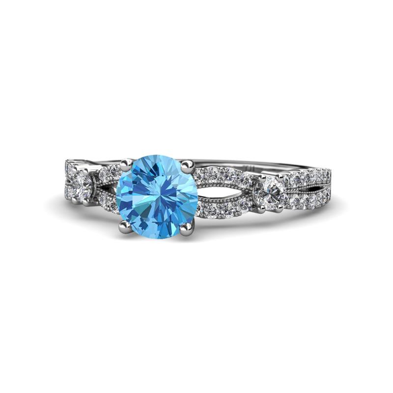 Senna Desire Blue Topaz and Diamond Engagement Ring 