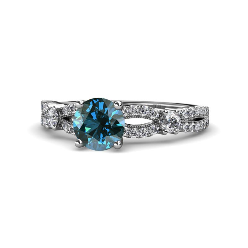 Senna Desire Blue and White Diamond Engagement Ring 