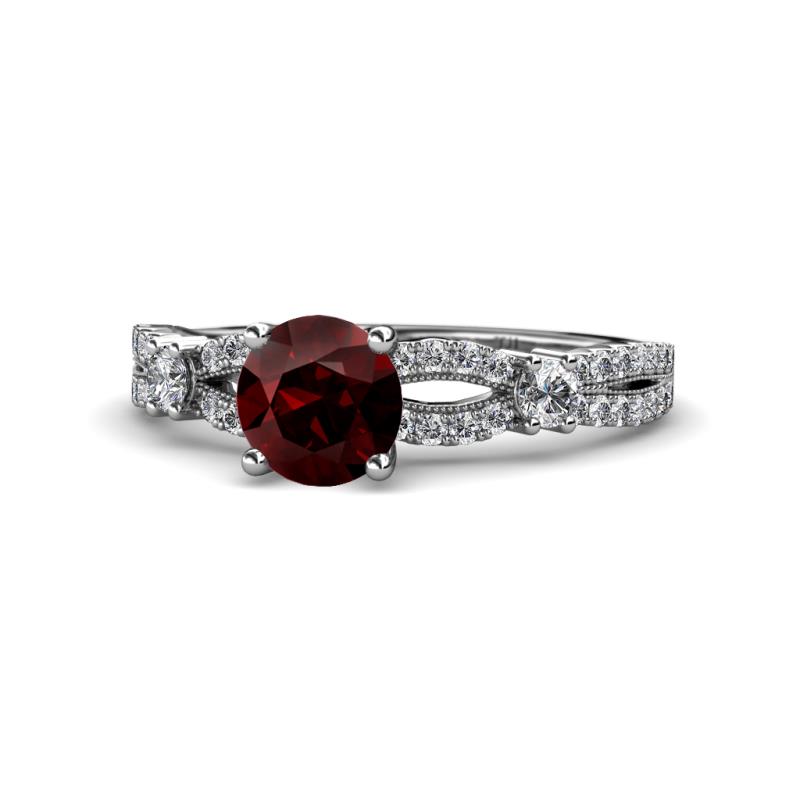 Senna Desire Red Garnet and Diamond Engagement Ring 